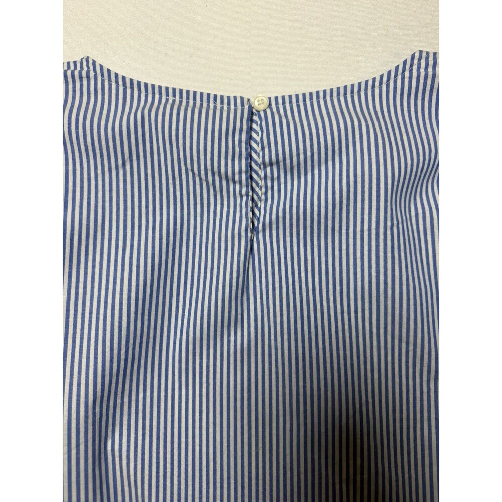 J.Crew Blouse Women’s Blue and White Stripe Ruffle Long Sleeve Cotton Shirt Sz M - Picture 10 of 10